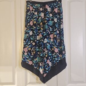 Kensie Pajama Pant Size L Black & White Floral Elastic Waist Loose Leg Lounge